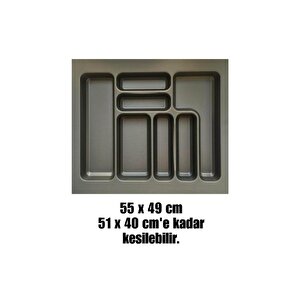 55x49 Cm Antrasit Antibakteriyel Kaşıklık, Istediğiniz Ölçüde -, Çekmece Içi Kaşıklık