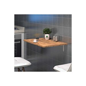 72x45cm Ahşap Çam Desenli Mdf Oval Köşeli Açılır Kapanır Duvara Monte Mutfak Masası