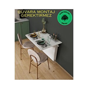 Beyaz Petek Üstü Raf Masa Oval Köşeli Duvara Montaj Gerektirmez Mutfak Masası Çalışma Masası