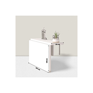 Reyo 90 Cm X 60 Cm %100 Mdf Açılır Kapanır Duvara Monte Raf Masa Mutfak Masası