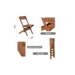 Reyo Home Vernikli Puf Minderli Ahşap Katlanabilir Bahçe Mutfak Balkon Teras Sandalyesi (ceviz-yeşil)