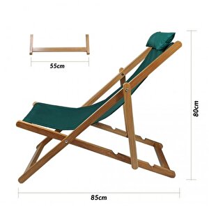 Bysay Ahşap Katlanabilir Kademeli Şezlong Plaj Bahçe Teras Balkon Sandalyesi Koltuğu Antrasit