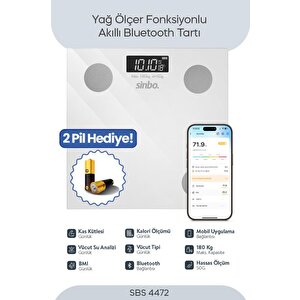 Sbs- Bluetooth Dijital Yağ Su Kas Vücut Kitle Endeksi Kilo Ölçer Tartı Baskül