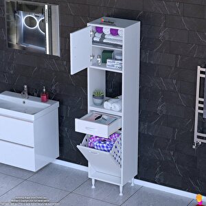 Arda 35x173x32,5 Cm 1 Çekmece 1 Göz Sepet Ve 3 Raf Akıllı Dolap 35x173 cm