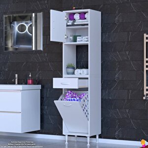 Arda 35x173x32,5 Cm 1 Çekmece 1 Göz Sepet Ve 3 Raf Akıllı Dolap 35x173 cm