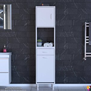 Arda 35x173x32,5 Cm 1 Çekmece 1 Göz Sepet Ve 3 Raf Akıllı Dolap 35x173 cm