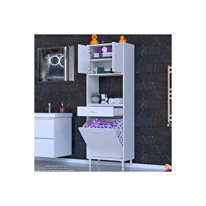 Arda 55x173x32,5 Cm 1 Çekmece 1 Göz Sepetli Ve 3 Raf Akıllı Dolap Ile Dağınıklığa Son 55x173 cm