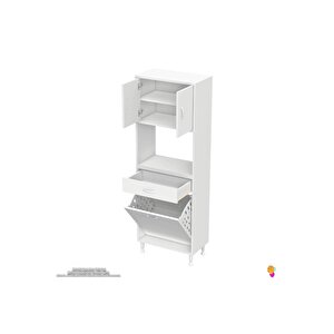 Modilayn Arda 55x173x32,5 Cm 1 Çekmece 1 Göz Sepetli Ve 3 Raf Akıllı Dolap Ile Dağınıklığa Son