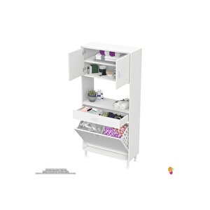 Modilayn Arda 70x173x32,5 Cm 1 Çekmece 2 Göz Sepetli Ve 3 Raf Akıllı Dolap Ile Dağınıklığa Son