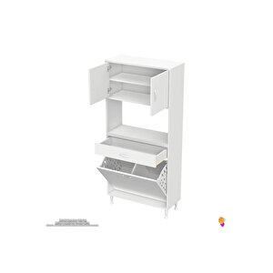 Modilayn Arda 70x173x32,5 Cm 1 Çekmece 2 Göz Sepetli Ve 3 Raf Akıllı Dolap Ile Dağınıklığa Son