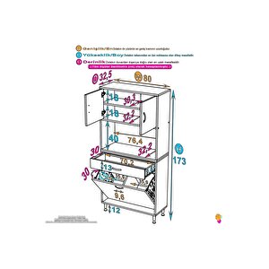 Modilayn Arda 80x173x32,5 Cm 1 Çekmece 2 Göz Sepetli Ve 3 Raf Akıllı Dolap Ile Dağınıklığa Son