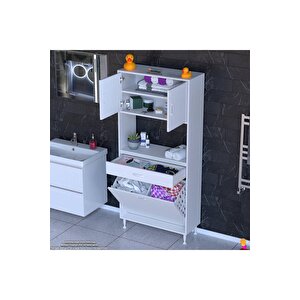 Arda 75x173x32,5 Cm 1 Çekmece 2 Göz Sepetli Ve 3 Raf Akıllı Dolap Ile Dağınıklığa Son 75x173 cm