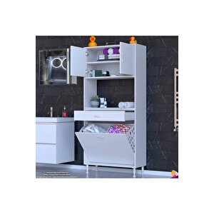 Arda 75x173x32,5 Cm 1 Çekmece 2 Göz Sepetli Ve 3 Raf Akıllı Dolap Ile Dağınıklığa Son 75x173 cm