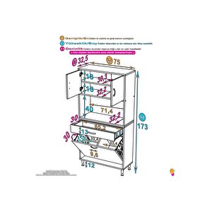 Modilayn Arda 75x173x32,5 Cm 1 Çekmece 2 Göz Sepetli Ve 3 Raf Akıllı Dolap Ile Dağınıklığa Son