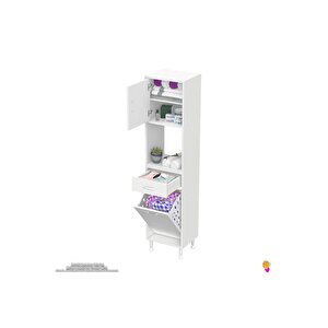 Modilayn Arda 50x173x32,5 Cm 1 Çekmece 1 Göz Sepetli Ve 3 Raf Akıllı Dolap Ile Dağınıklığa Son