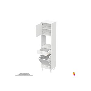 Modilayn Arda 50x173x32,5 Cm 1 Çekmece 1 Göz Sepetli Ve 3 Raf Akıllı Dolap Ile Dağınıklığa Son