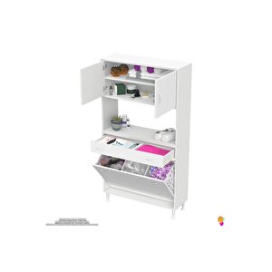 Modilayn Arda 100x173x32,5 Cm 1 Çekmece 3 Göz Sepetli Ve 3 Raf Akıllı Dolap Ile Dağınıklığa Son