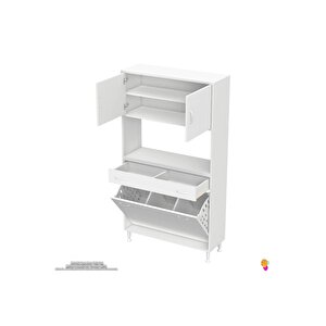 Modilayn Arda 100x173x32,5 Cm 1 Çekmece 3 Göz Sepetli Ve 3 Raf Akıllı Dolap Ile Dağınıklığa Son