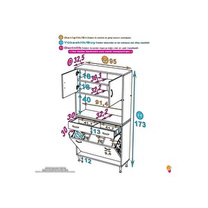 Modilayn Arda 95x173x32,5 Cm 1 Çekmece 3 Göz Sepetli Ve 3 Raf Akıllı Dolap Ile Dağınıklığa Son
