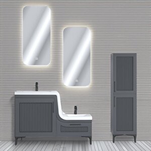 Lotus Lake Kapaklı Boy Dolaplı Mdf Banyo Dolabı 115 Cm Antrasit