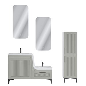 Ubm Lotus Lake Kapaklı Boy Dolaplı Mdf Banyo Dolabı 115 Cm Çakıl Grisi