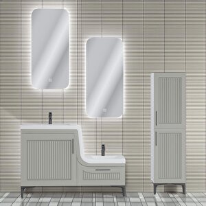 Ubm Lotus Lake Kapaklı Boy Dolaplı Mdf Banyo Dolabı 115 Cm Çakıl Grisi