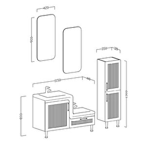 Ubm Lotus Lake Kapaklı Boy Dolaplı Mdf Banyo Dolabı 115 Cm Çakıl Grisi