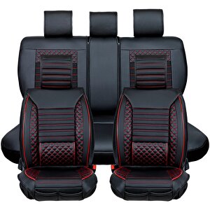 Kia Sorento 2006-2009 Uyumlu Deri Oto Koltuk Kılıfı Ön Arka Set Siyah Kırmızı Elit Model