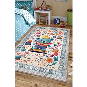 Çok Renkli Halı Dokulu Çocuk Odası Halısı Dokuma Rustik Çocuk Halısı Modern Temalı Halı 100x150 cm