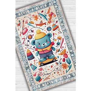 Çok Renkli Halı Dokulu Çocuk Odası Halısı Dokuma Rustik Çocuk Halısı Modern Temalı Halı 100x150 cm