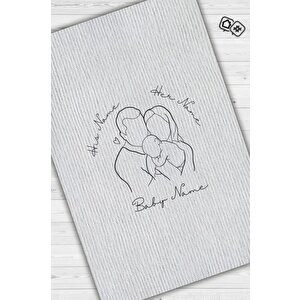 Anne Baba Bebek Kişiye Özel Kişiselleştirilebilir Dokuma Tabanlı Yıkanabilir Ev Halısı 120x180 cm