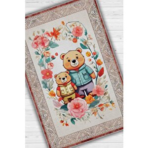 Çok Renkli Halı Dokulu Çocuk Odası Halısı Etnik Desenli Çocuk Halısı Çiçek Temalı Halı 120x180 cm