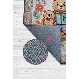 Çok Renkli Halı Dokulu Çocuk Odası Halısı Etnik Desenli Çocuk Halısı Çiçek Temalı Halı 120x180 cm