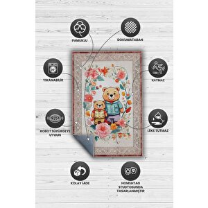Homshtag Çok Renkli Halı Dokulu Çocuk Odası Halısı Etnik Desenli Çocuk Halısı Çiçek Temalı Halı