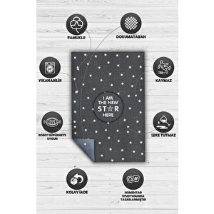 Homshtag Buranın Yeni Starı Gri Renkli Çocuk Odası Halısı Minimal Çocuk Halısı Bebek Temalı Halı