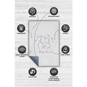 Anne Baba Bebek Kişiye Özel Kişiselleştirilebilir Dokuma Tabanlı Yıkanabilir Ev Halısı 200x300 cm
