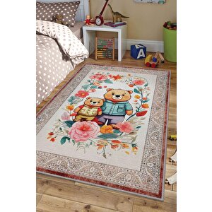 Çok Renkli Halı Dokulu Çocuk Odası Halısı Etnik Desenli Çocuk Halısı Çiçek Temalı Halı 200x300 cm
