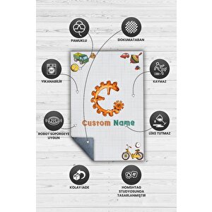 Homshtag Oğlumun İsmi Kişiye Özel Kişiselleştirilebilir Dokuma Tabanlı Yıkanabilir Dekoratif Ev Halısı