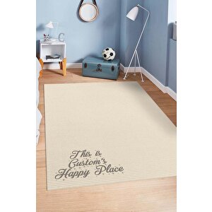 Onun Mutlu Yeri Kişiye Özel Kişiselleştirilebilir Dokuma Tabanlı Yıkanabilir  Ev Halısı 200x300 cm