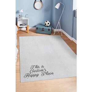 Onun Mutlu Yeri Kişiye Özel Kişiselleştirilebilir Dokuma Tabanlı Yıkanabilir Çocuk Halısı 100x150 cm