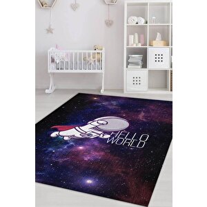 Merhaba Dünya Neon Renkli Çocuk Odası Halısı Minimal Çocuk Halısı Bebek Temalı Halı 160x240 cm