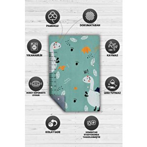 Homshtag Oğlum Büyüyor Metreli Yeşil Renkli Çocuk Odası Halısı Minimal Çocuk Halıs Bebek Temalı Halı