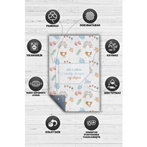 Homshtag Baba Altımı Değiştir Beyaz Renkli Çocuk Odası Halısı Minimal Çocuk Halısı Bebek Temalı Halı