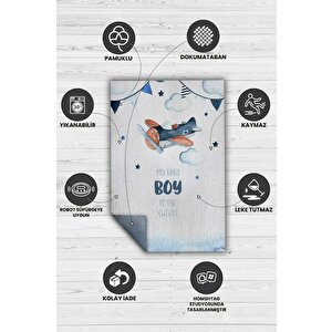 Homshtag Tatlı Oğlum Beyaz Mavi Renk Çocuk Odası Halısı Dokuma Minimal Çocuk Halı Bebek Temalı Halı
