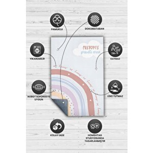 Homshtag Bebeğimin Alanı Kişiye Özel Kişiselleştirilebilir Dokuma Tabanlı Yıkanabilir Dekoratif Ev Halısı