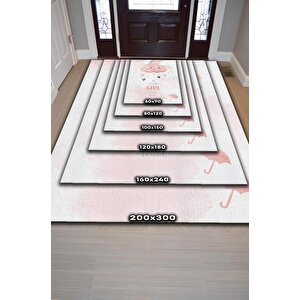 Homshtag Melek Kızım Pembe Beyaz Renkli Çocuk Odası Halısı Minimal Çocuk Halısı Bebek Temalı Halı