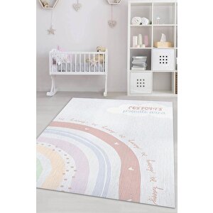 Bebeğimin Alanı Kişiye Özel Kişiselleştirilebilir Dokuma Tabanlı Yıkanabilir Dekoratif Ev Halısı 200x300 cm