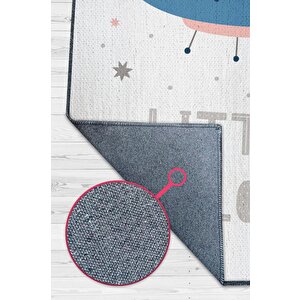 Minik Kaşif Beyaz Renkli Çocuk Odası Halısı Minimal Çocuk Halısı Bebek Temalı Halı 80x120 cm