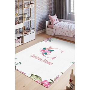 Kızımın İsmi Kişiye Özel Kişiselleştirilebilir Dokuma Tabanlı Yıkanabilir Dekoratif Ev Halısı 160x240 cm