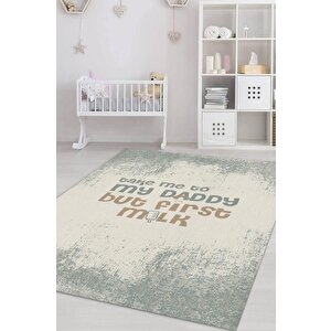 Beni Babama Ver Bej Renkli Çocuk Odası Halısı Minimal Çocuk Halıs Bebek Temalı Halı 200x300 cm